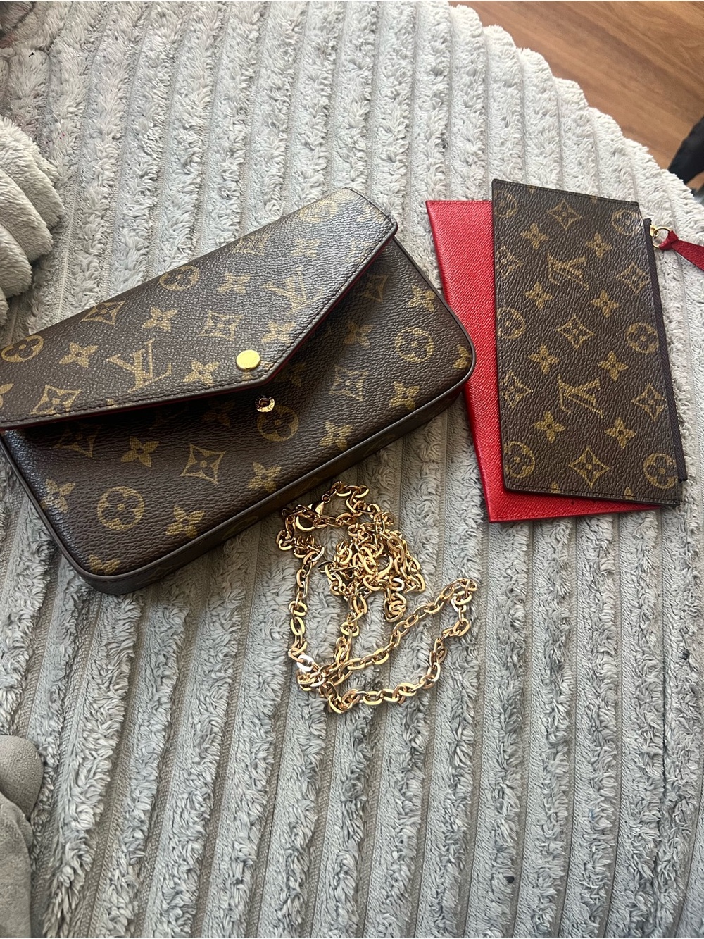 Monogram Chain Wallet with Red Insert SOLD - Picture 1 of 4